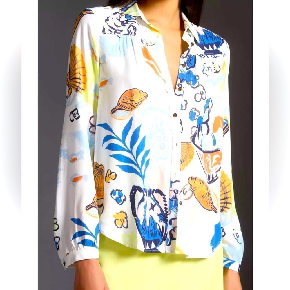 Maeve Alida contrast button down shirt